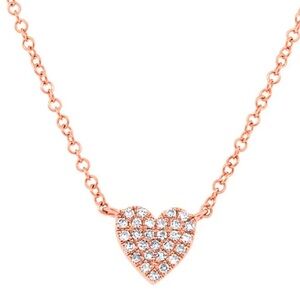 Stephanie Gottlieb Mini Pave Heart Necklace 14k rose gold NEW in box diamond